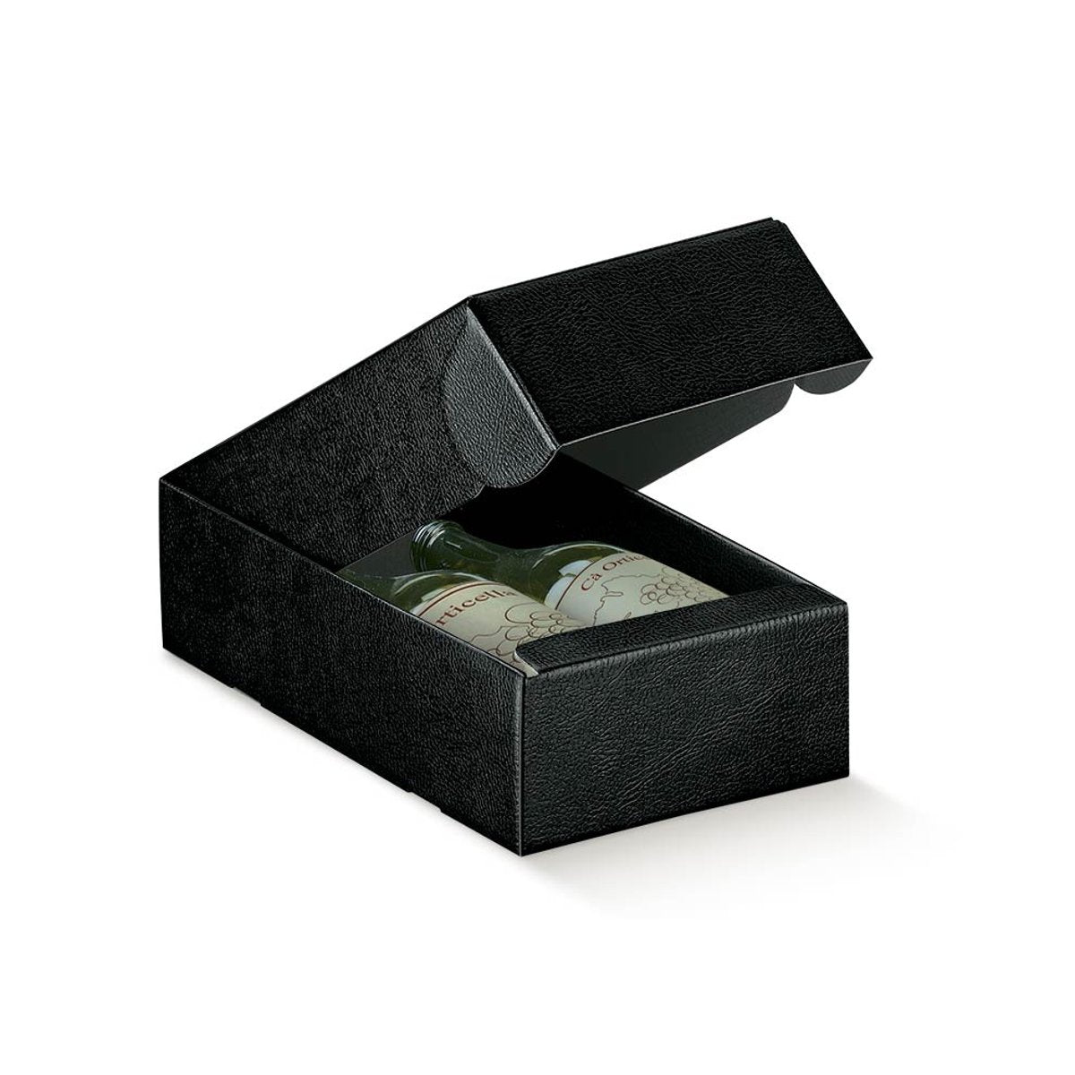 Luxe wijndoos zwart - 2 flessen