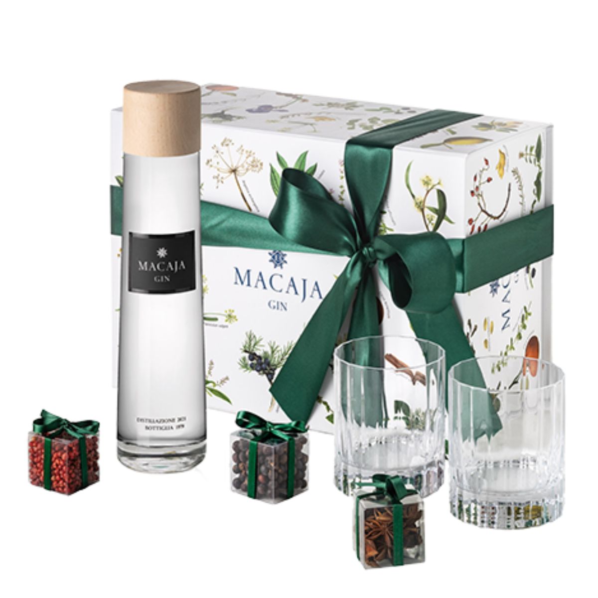 Gin Bocchino Macaja 46,8 % 0,50 l (boîte + verres)