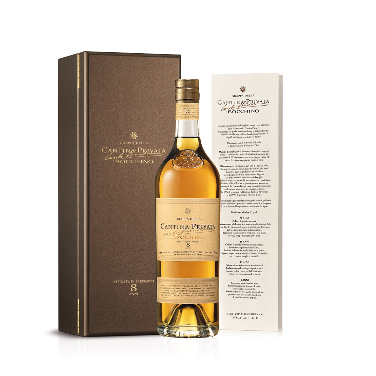 Bocchino Grappa Cantina Privata 8 Anni 45% 0,70 ltr. + BOX