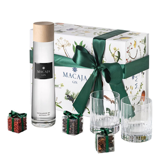 Gin Bocchino Macaja 46,8 % 0,50 l (boîte + verres)