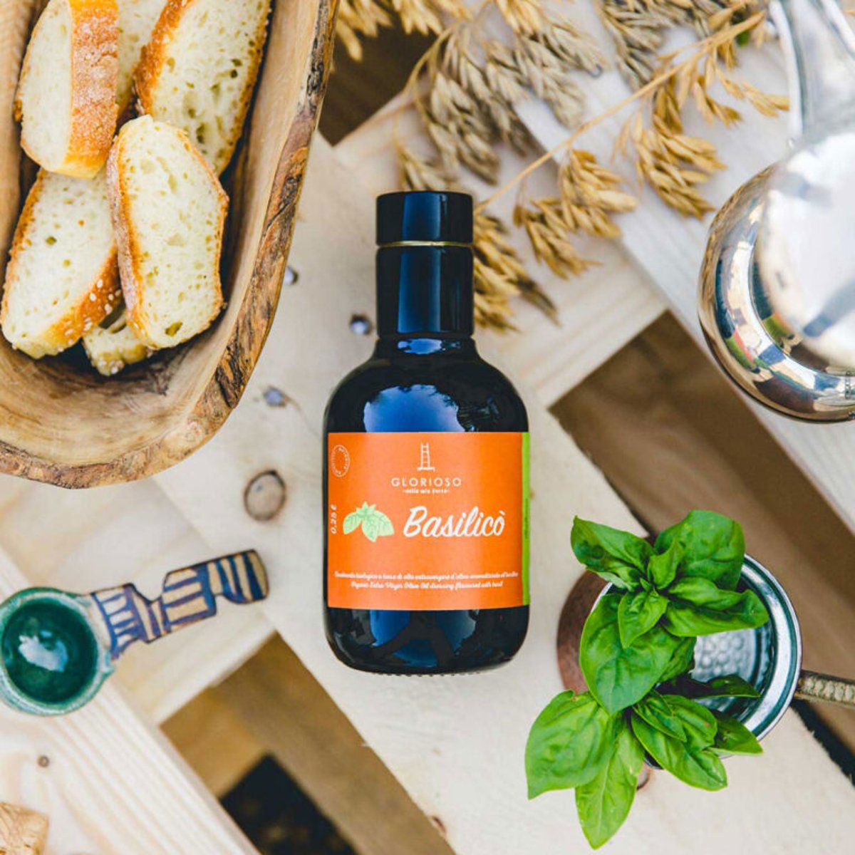 Glorioso Olio Extra Vergine di Oliva al Basilico 0,25 ltr.